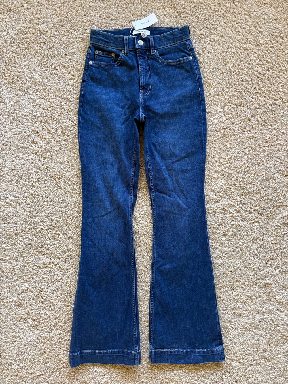 NWT SPANX Lycra Flare Jeans 4 Bennet Wash High Rise Shaping Denim 21270R